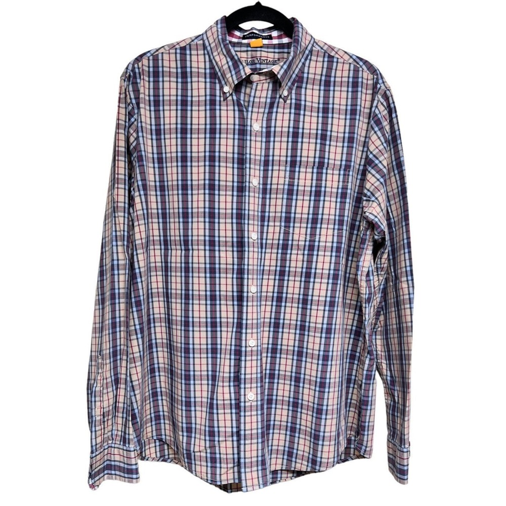 Taylor Vintage Performance Plaid Flip‎ Cuff Button Up Long Sleeve Shirt Men’s L